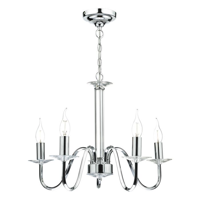 dar lighting PIQ0550 Pique 5 Light Polished Chrome Clear Crystal Detail