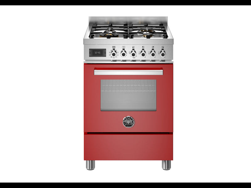 Bertazzoni PRO64L1EROT Professional 60cm Dual Fuel Range Cooker - Gloss Red