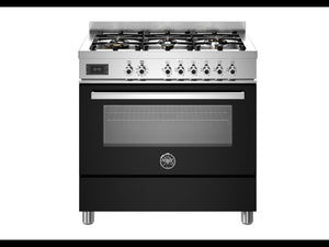 Bertazzoni PRO96L1ENET Professional 90cm Dual Fuel Range Cooker - Gloss Black