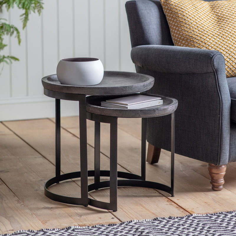 Ottawa Mango Wood Nest of 2 Tables - Grey