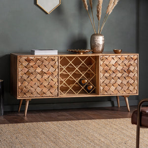 Tuscany Light Mango Wood Sideboard with Wine Storage