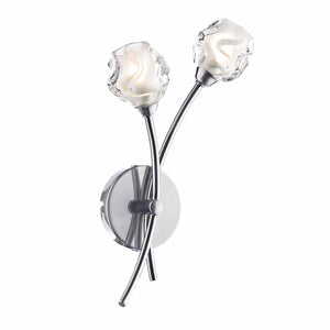 dar lighting SEA0946 Seattle 2 Light Wall Light Satin Chrome and Sculptured Glass