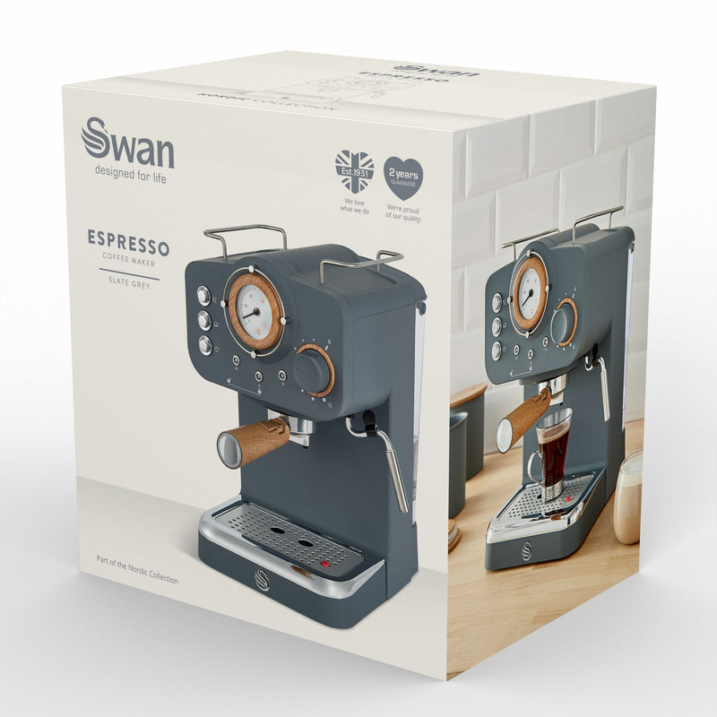 Swan SK22110GRYN Nordic Pump Espresso Coffee Machine - Nordic Slate Grey