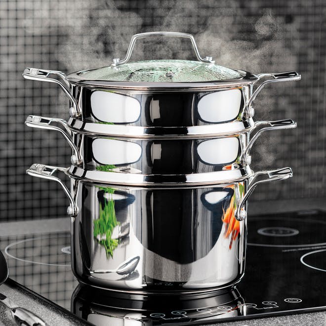 Stellar STM03 Stainless Steel 20cm 3 Tier Steamer Set