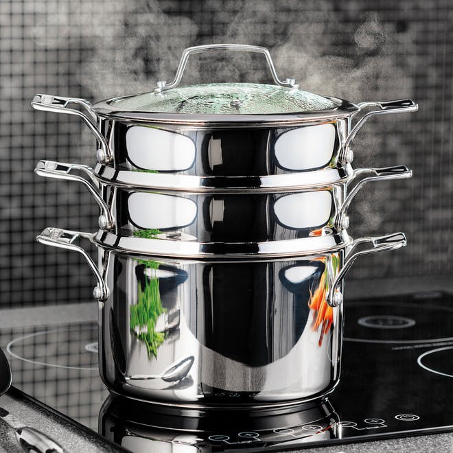 Stellar STM04 Stainless Steel 22cm 3 Tier Steamer Set