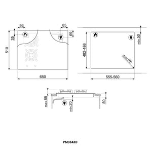 Smeg PM3643D 65cm Dual Fuel Hob