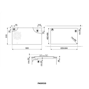 Smeg PM3953D 90cm Dual Fuel Hob