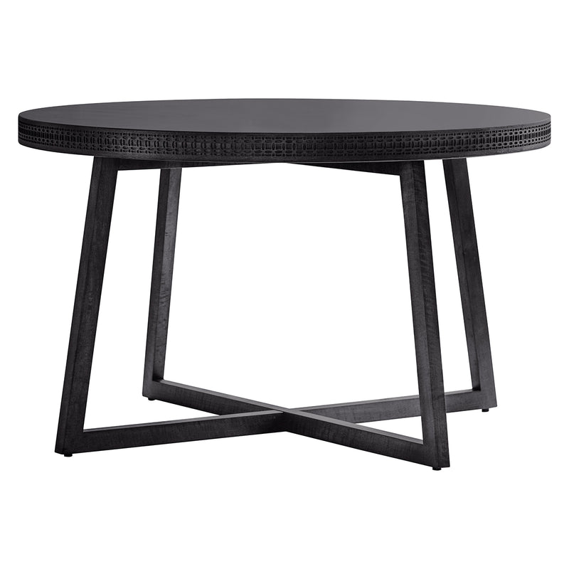 Boho 120cm Mango Wood Round Dining Table - Black
