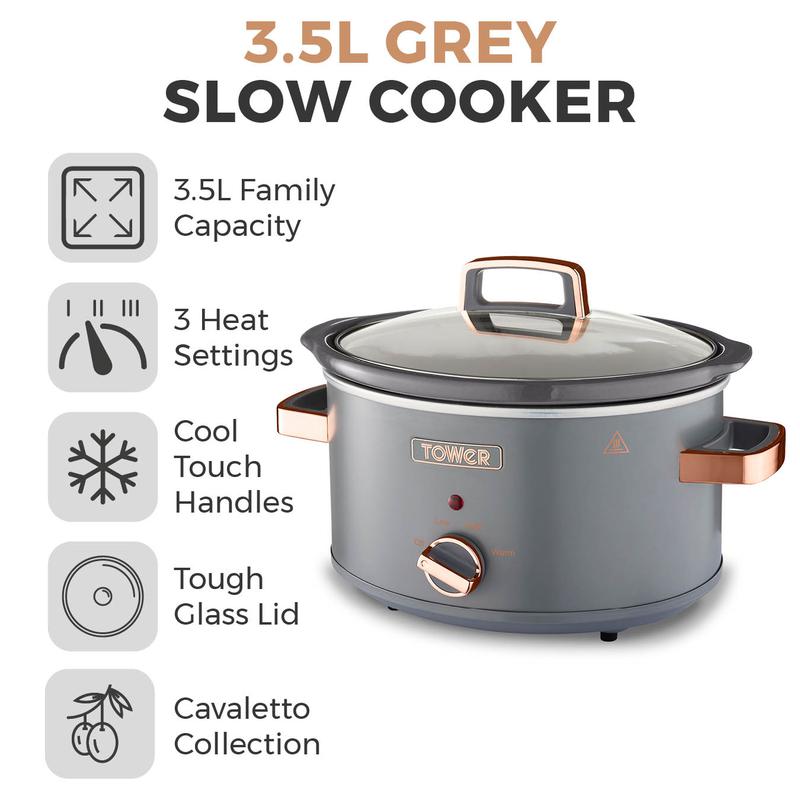 Tower T16042GRY 3.5L Slow Cooker