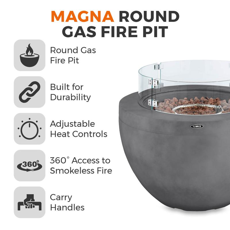 Tower T978527 Magna Round Gas Fire Pit