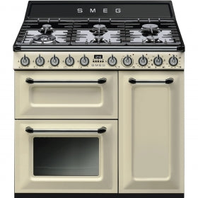 Smeg TR93P Victoria 90cm Dual Fuel Range Cooker - Cream