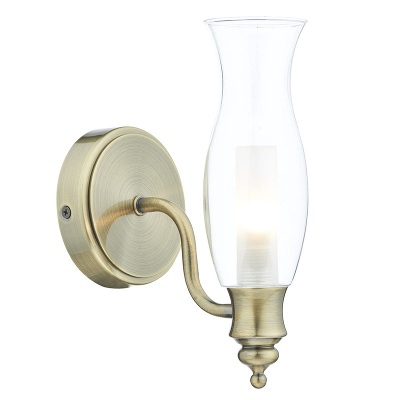 dar lighting VES0775 Vestry 1 Light Wall Bracket Antique Brass IP44