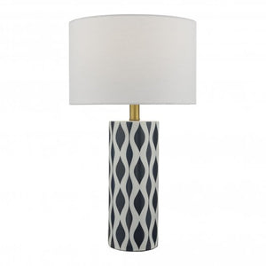 dar lighting WEY4223 Weylin Table Lamp Blue and White Ceramic with Shade