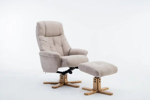 Dubai Swivel Recliner Chair and Footstool - Lisbon Wheat