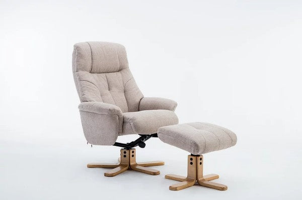 Dubai Swivel Recliner Chair and Footstool - Lisbon Wheat