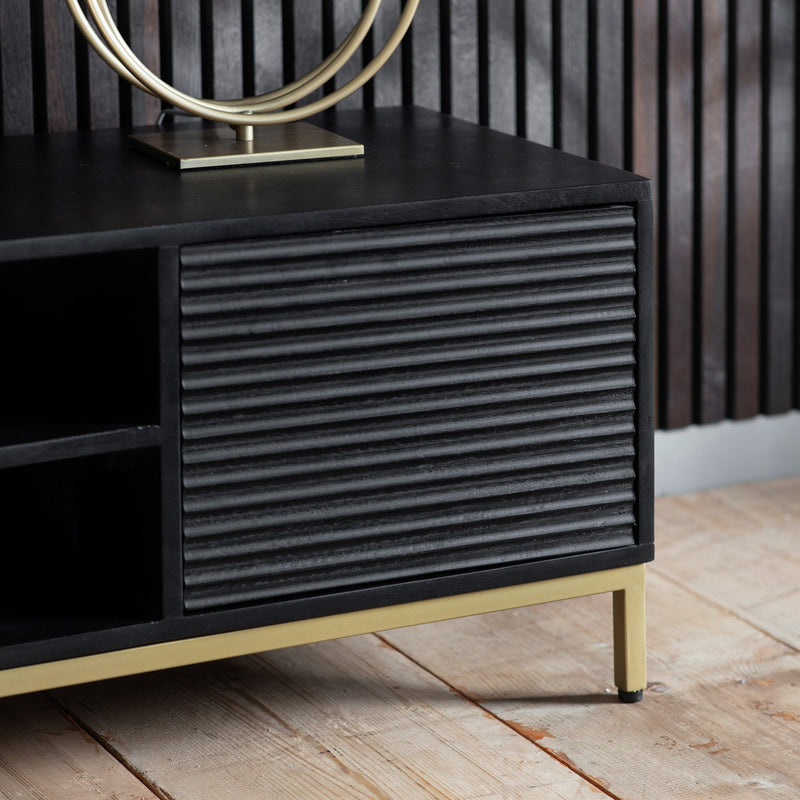 Ripple Mango Wood Media Unit - Black