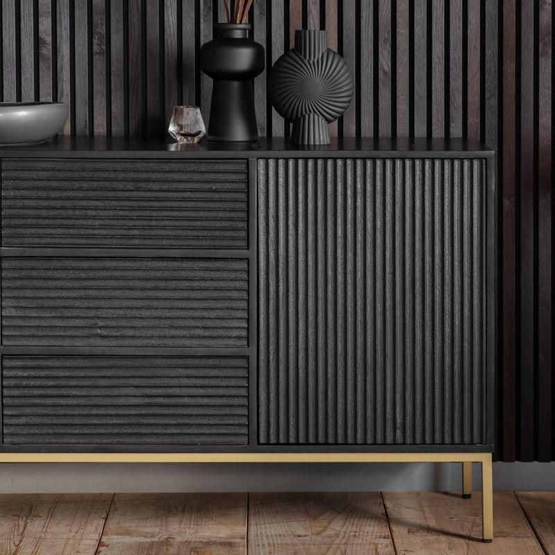 Ripple Mango Wood Sideboard - Black