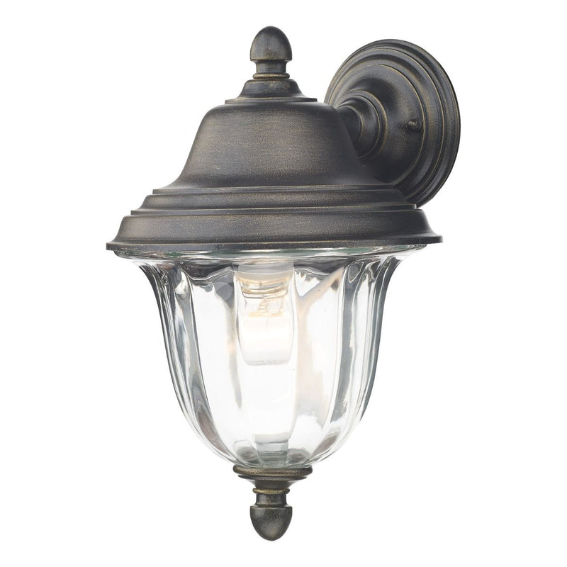 dar lighting ALD1635 Aldgate Wall Light Outdoor Black Gold IP44