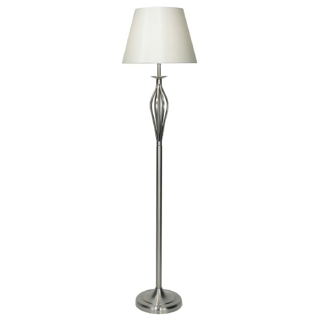 dar lighting BYB4946 Bybliss Floor Lamp with Cream Shade - Satin Chrome (Pack of 2)