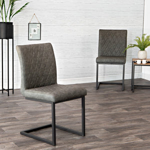 Cara Diamond Stitch Dining Chairs - Grey (2 Pack)