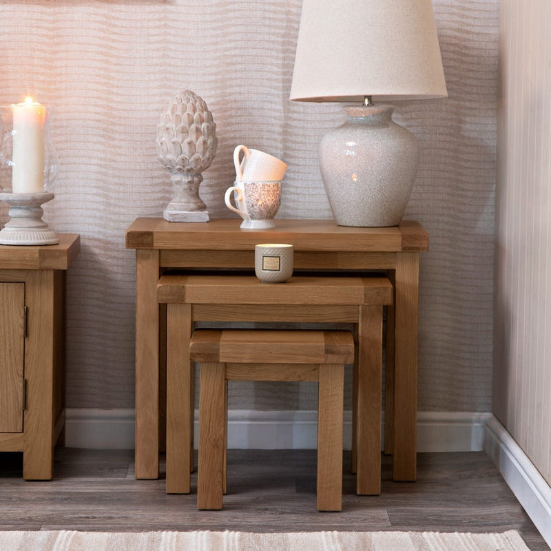 Carrabba Medium Oak Nest of 3 Tables