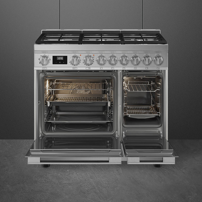 Smeg CPF92GMX 90cm Portofino Dual Fuel Range Cooker - Stainless Steel
