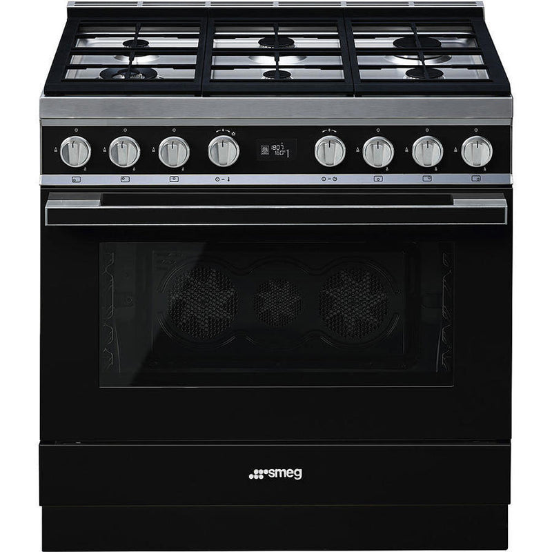 Smeg CPF9GPBL 90cm Portofino Dual Fuel Range Cooker - Black