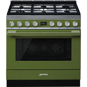Smeg CPF9GPOG 90cm Portofino Dual Fuel Range Cooker - Olive Green