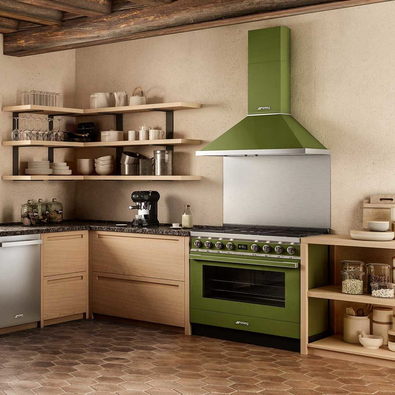 Smeg CPF9GPOG 90cm Portofino Dual Fuel Range Cooker - Olive Green