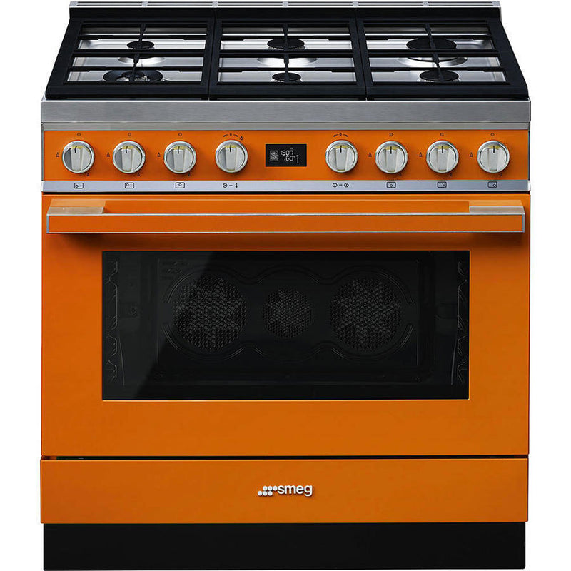Smeg CPF9GPOR 90cm Portofino Dual Fuel Range Cooker - Orange