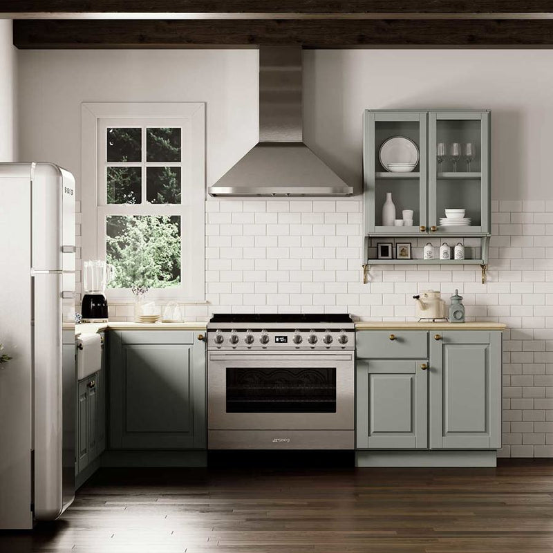 Smeg CPF9GPX 90cm Portofino Dual Fuel Range Cooker - Stainless Steel