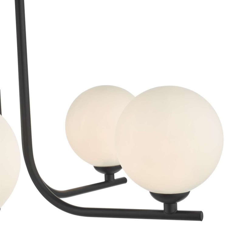 dar lighting CRA5422-02 Cradle 5 Light Semi Flush Matt Black Opal Glass