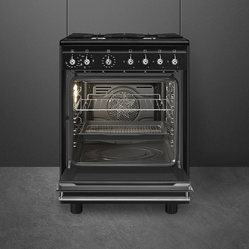 Smeg CX61GMBL 60cm Concert Dual Fuel Cooker - Black