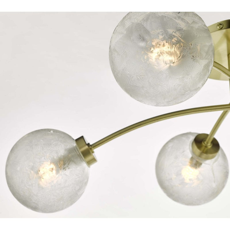 dar lighting AVA6441 Avari 6 Light Semi Flush Satin Brass And Clear Frosted Glass