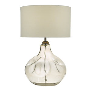 dar lighting ESA4210 Esarosa Table Lamp Smoked Glass with White Linen Shade