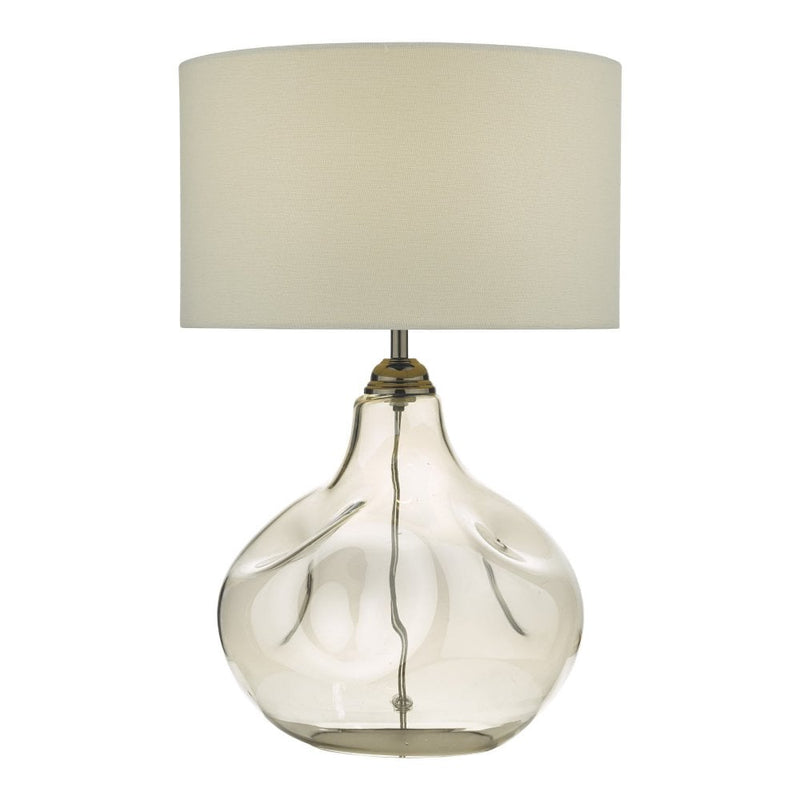 dar lighting ESA4210 Esarosa Table Lamp Smoked Glass with White Linen Shade