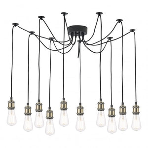 dar lighting Wac2375 Waco 10 Light Pendant Antique Brass Matt Black