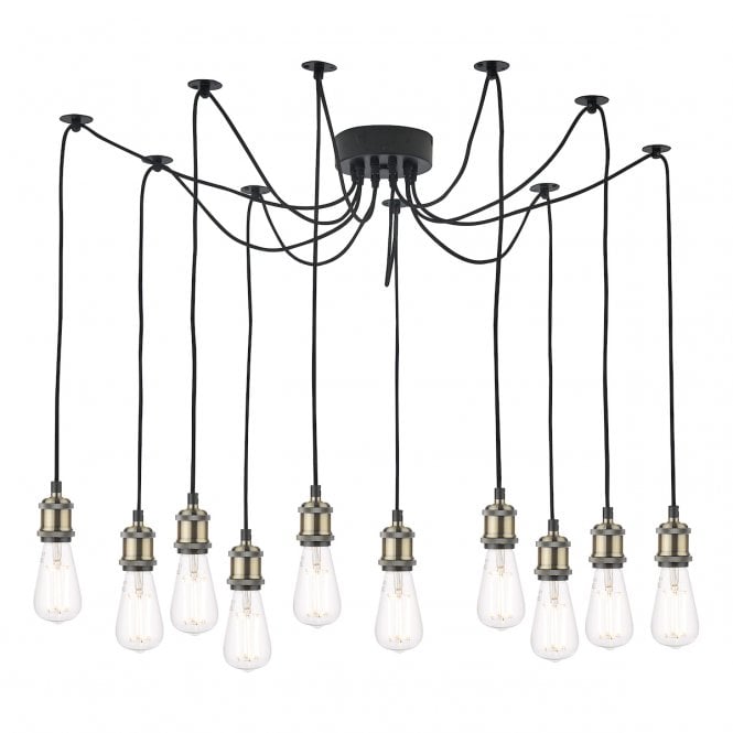 dar lighting Wac2375 Waco 10 Light Pendant Antique Brass Matt Black