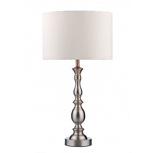 dar lighting MAD4246 Madrid Ball Table Lamp Satin Chrome with Shade