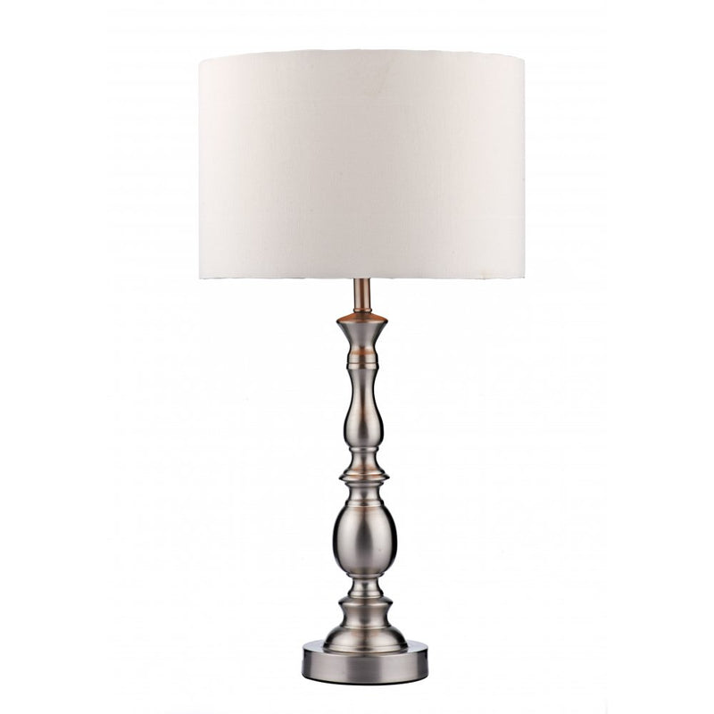 dar lighting MAD4246 Madrid Ball Table Lamp Satin Chrome with Shade
