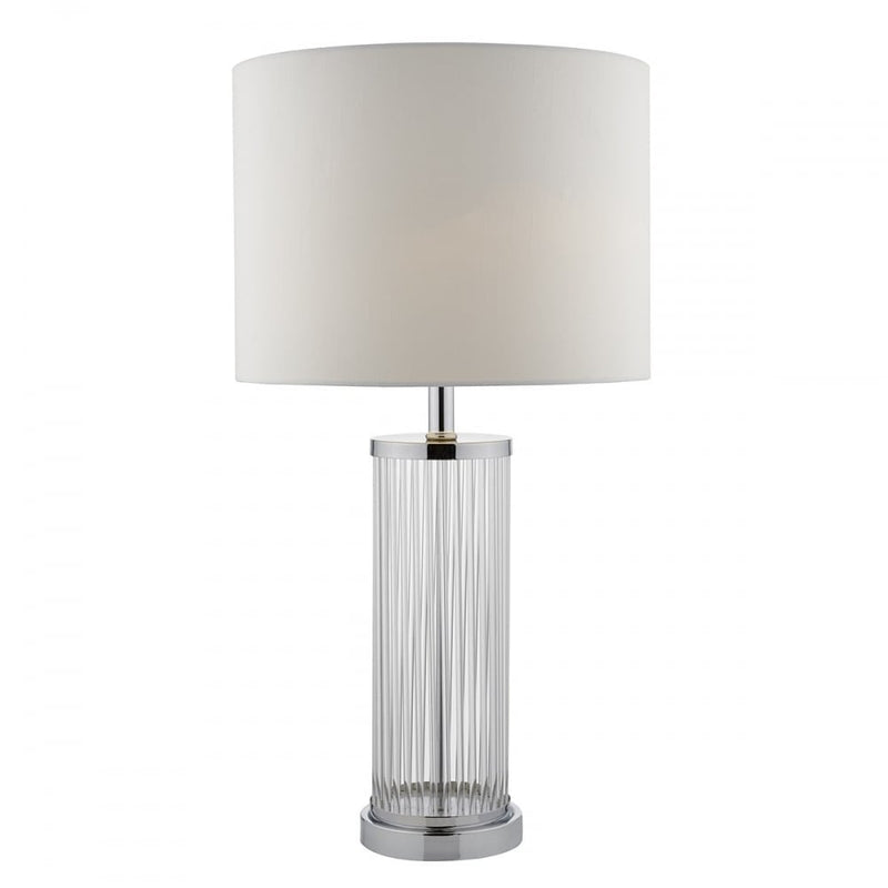 dar lighting OLA4350-X Olalla Table Lamp Polished Chrome and Clear Glass with Ivory Shade