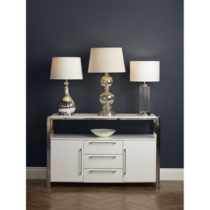dar lighting OLA4350-X Olalla Table Lamp Polished Chrome and Clear Glass with Ivory Shade
