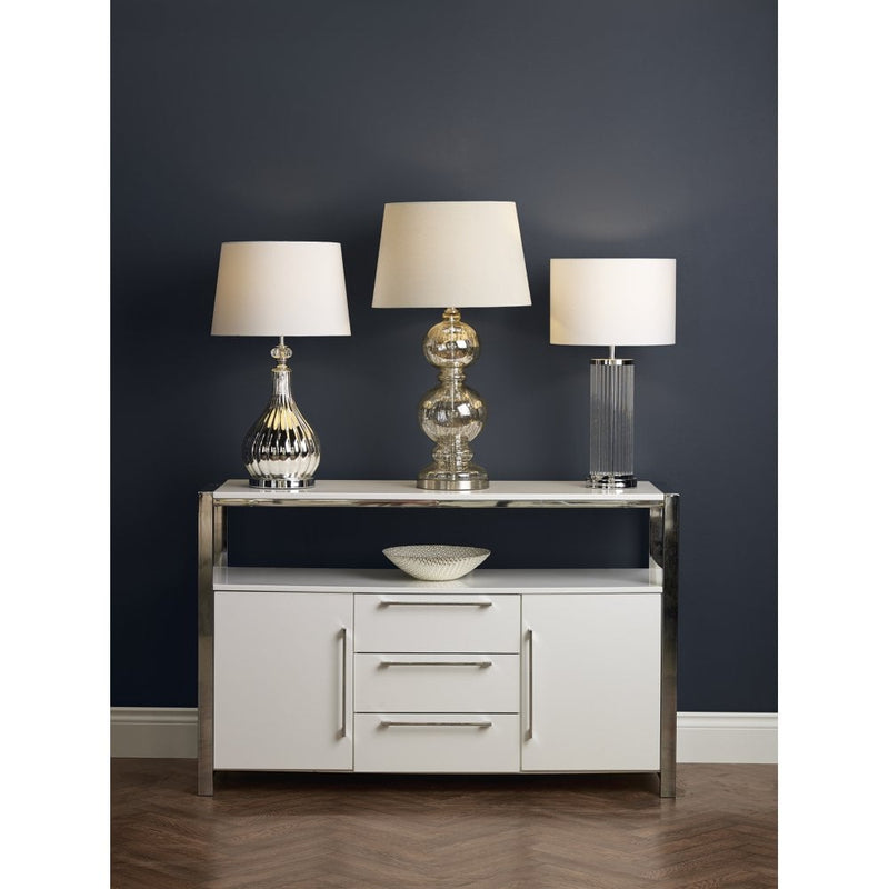 dar lighting OLA4350-X Olalla Table Lamp Polished Chrome and Clear Glass with Ivory Shade