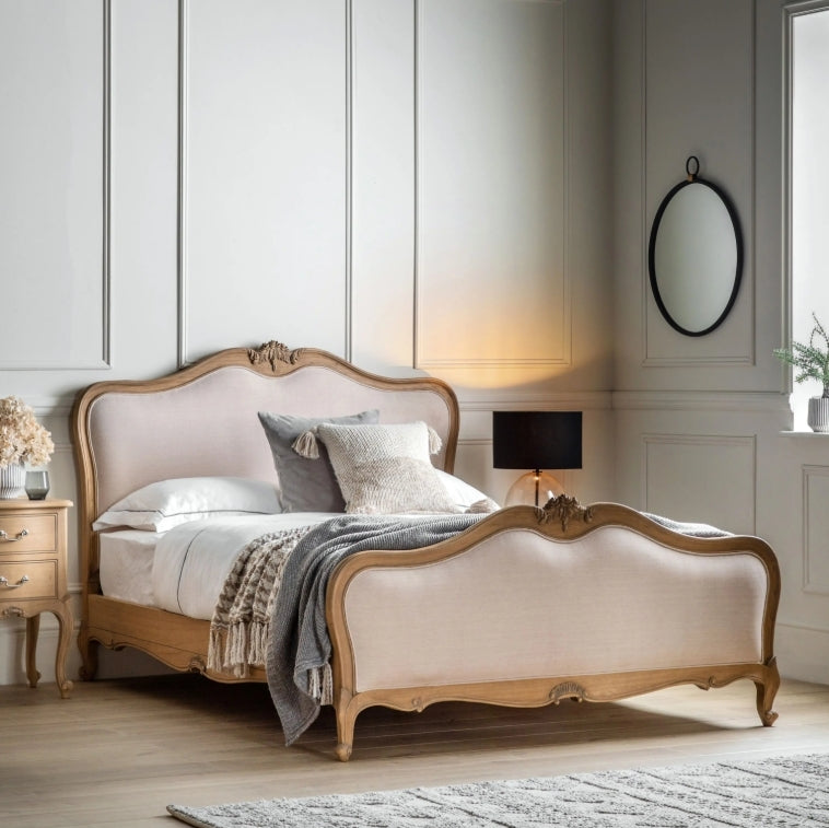Chic Linen Upholstered King Size Bed