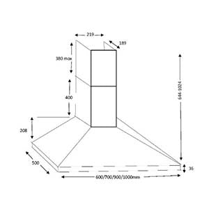 CDA ECH63SS 60cm Chimney Cooker Hood