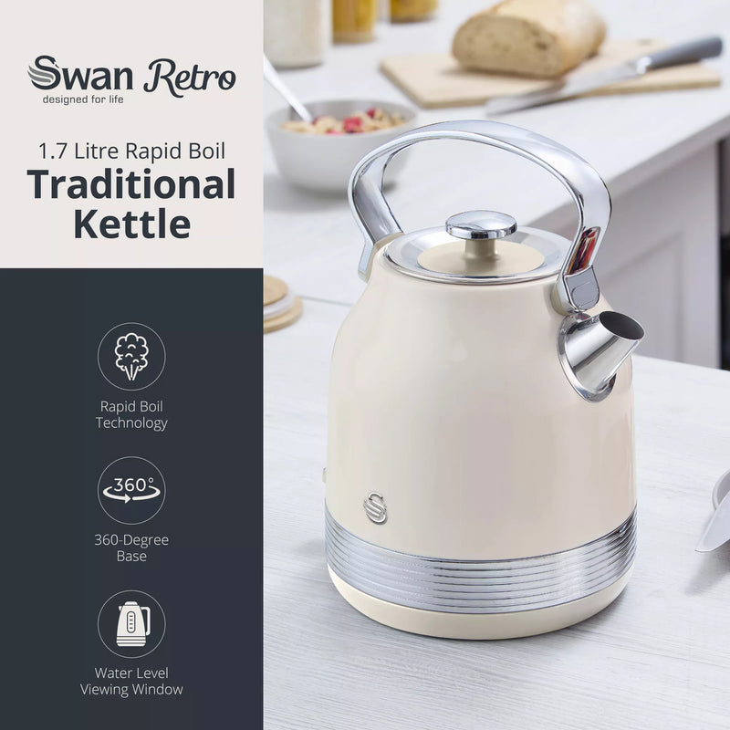 Swan SK14631C Retro Traditional Kettle - Cream