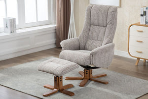 Florida Swivel Recliner & Footstool - Wheat/Autumn Oak