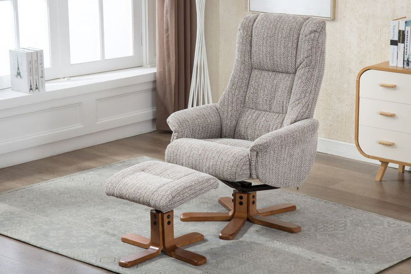 Florida Swivel Recliner & Footstool - Wheat/Autumn Oak