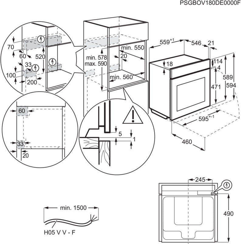 AEG GA5PB501AB Built In Electric Single Oven