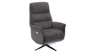 Ontario Swivel Recliner & Integrated Footstool - Flint/Chrome